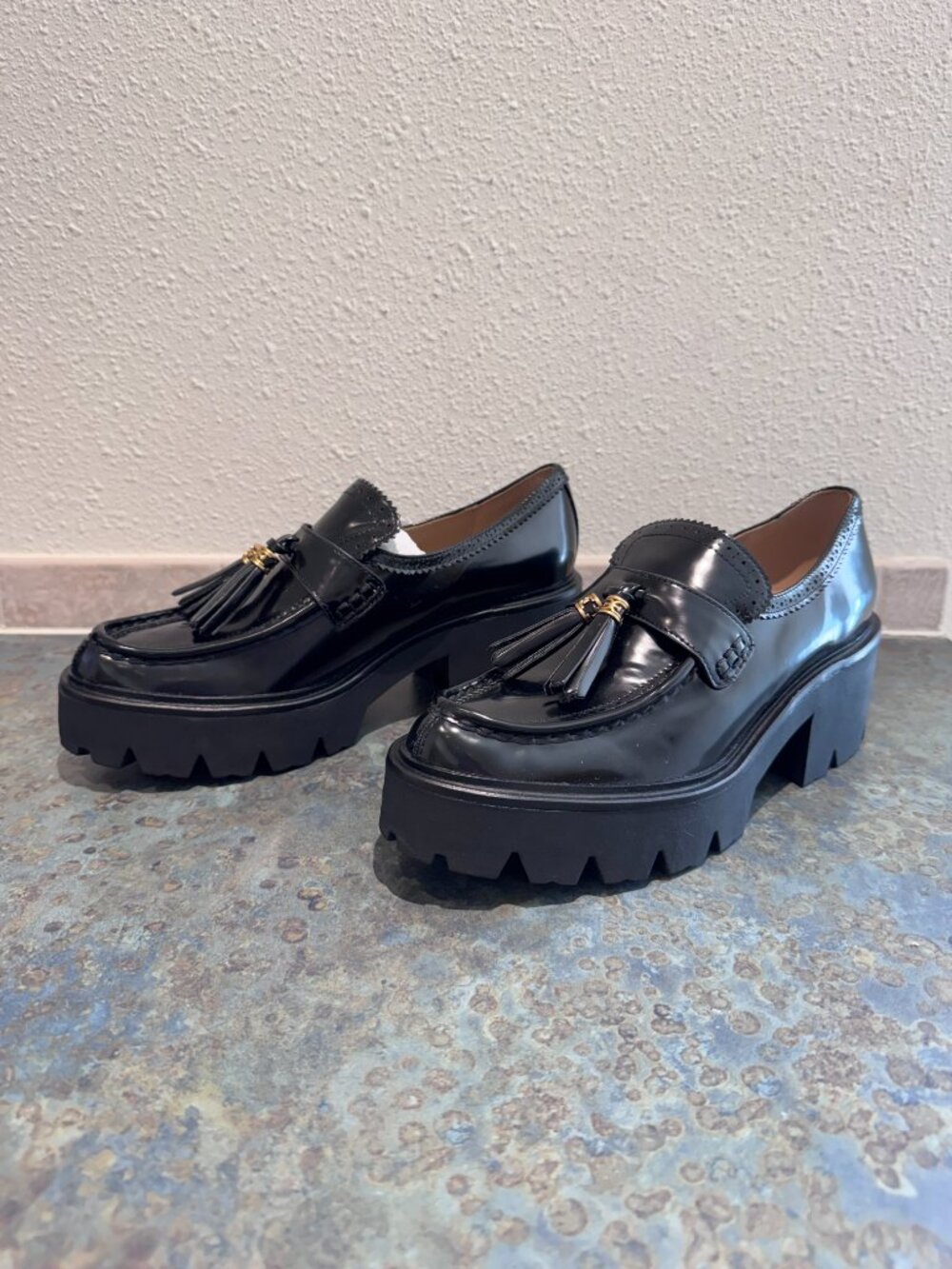 Sam Edelman Meela Black Patent Platform Tassel Loafers - 10 - Picture 2 of 9